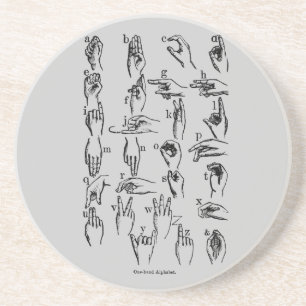 Alphabet-Untersetzer der Gebärdensprache signieren Sandstein Untersetzer