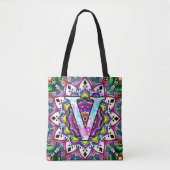 Alphabet V mandala Tasche (Vorderseite)