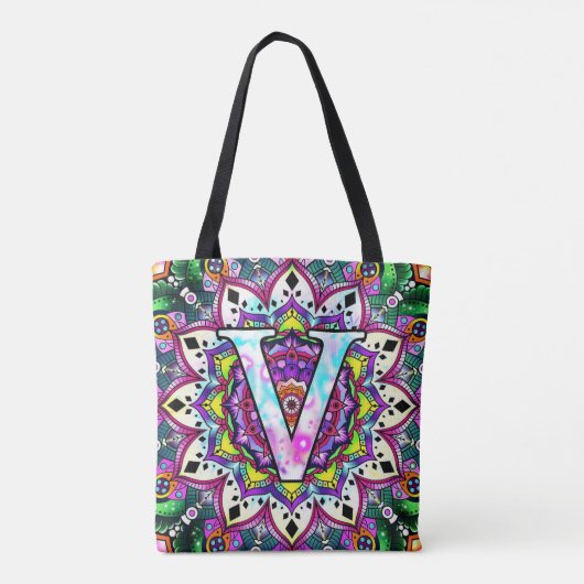 Alphabet V mandala Tasche (Rückseite)