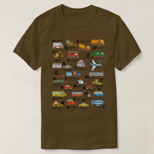 Alphabet Vehicles ABCs Lower Case Learning Teacher T-Shirt (Design vorne)