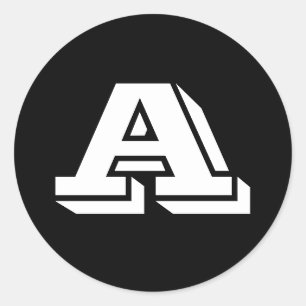 Alphabet von Janz Hauptstadt Letter A Black Runder Aufkleber