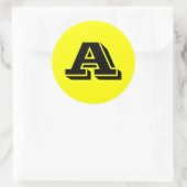 Alphabet von Janz Hauptstadt Letter A Yellow Runder Aufkleber (Tasche)