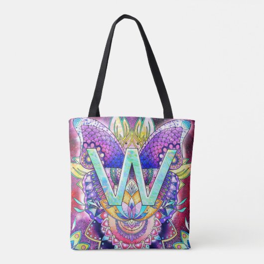 Alphabet W mandala Tasche (Rückseite)