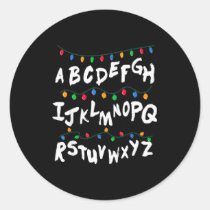 Alphabet Weihnachtslichter T-Shirt Fremder Tee Gif Runder Aufkleber