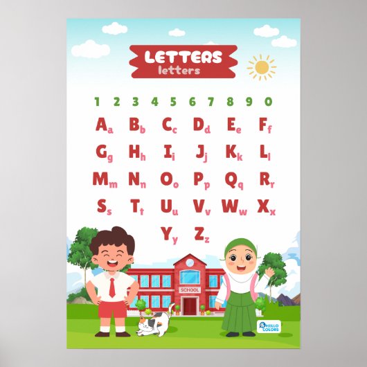Alphabet & Zahlen Bildung Poster (Vorne)