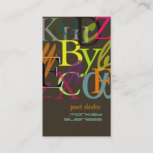 Alphabete, Lehrerinnen und Visitenkarten Visitenkarte (Vorderseite)