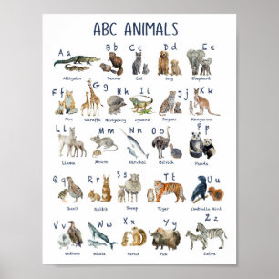 Alphabete Tiere zurück in die Schule Poster