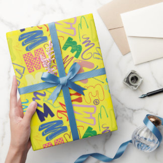 Alphabethstaben M-Geschenkpapier - Gelb Geschenkpapier