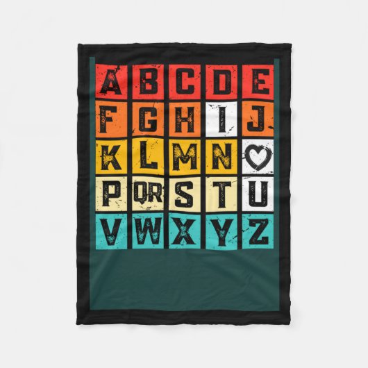 Alphabetic Abcd Love You Valentines Day Red Heart Fleecedecke (Vorderseite)