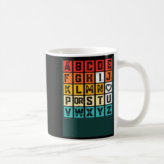 Alphabetic Abcd Love You Valentines Day Red Heart Kaffeetasse (Rechts)