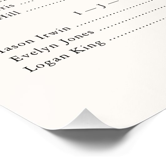 Alphabetical Classic Monogram Seating Chart (Ecke)