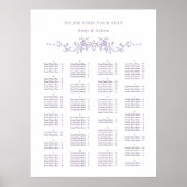 Alphabetical Order Lavender Wedding Seating Chart Poster (Vorne)