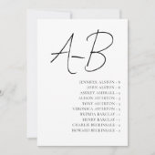 Alphabetical Seating Chart,Minimalist Wedding Card Einladung (Vorderseite)