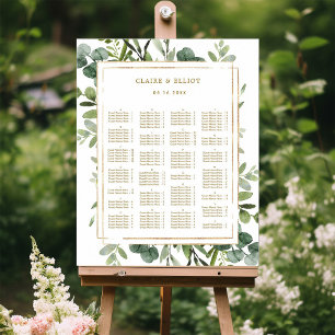 ALPHABETISCH BESTELLUNG Gold Grüne Hochzeitssitze Poster