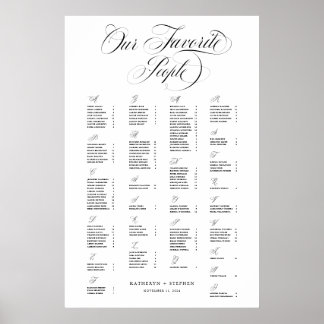 Alphabetisch unsere Lieblings-Leute Elegante Hochz Poster