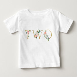 Alphabetisch: zweijähriges Gold und Blütenblütenbl Baby T-shirt