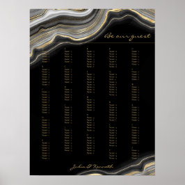 Alphabetische Hochzeit aus schwarzem Gold Poster