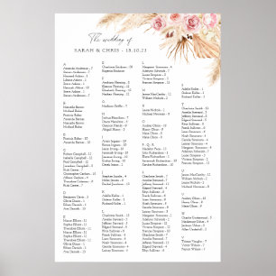 Alphabetische Hochzeitkarte Boho Floral Poster