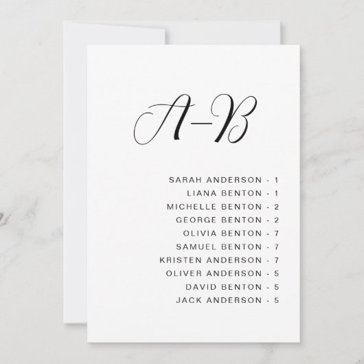 Alphabetische Hochzeitkarte Einladung (Vorderseite)