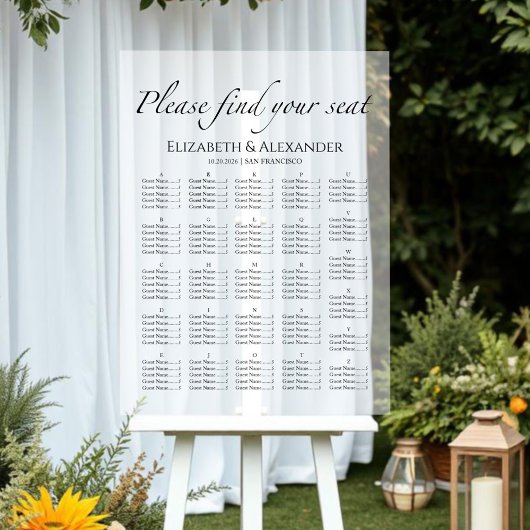 Alphabetische Hochzeitssattelkarte Acrylschild