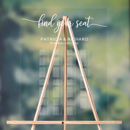 Alphabetische Hochzeitssattelkarte Elegant Acrylschild (Neutral)