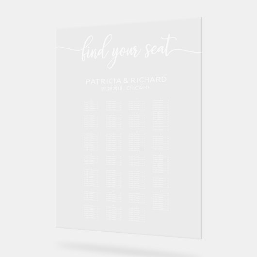 Alphabetische Hochzeitssattelkarte Elegant Acrylschild (Winkel)