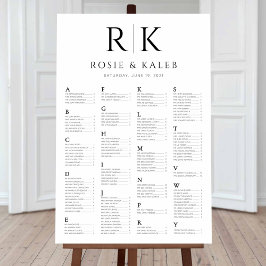 Alphabetische Hochzeitssattelkarte Große Initialen Poster