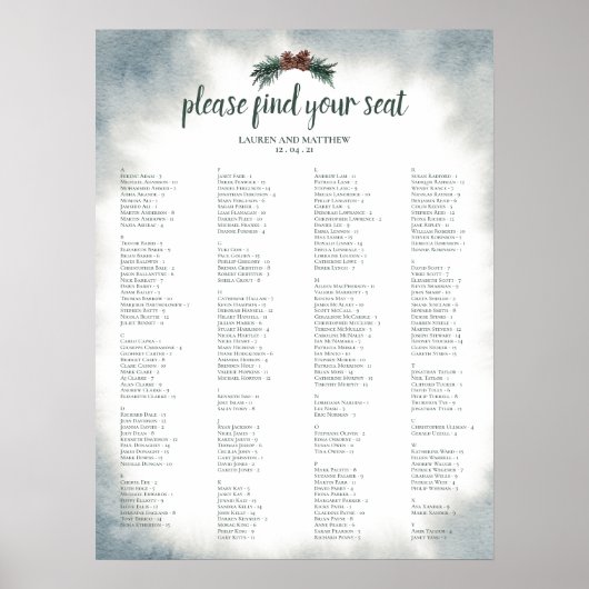 Alphabetische Hochzeitssattelplakette Poster (Vorne)