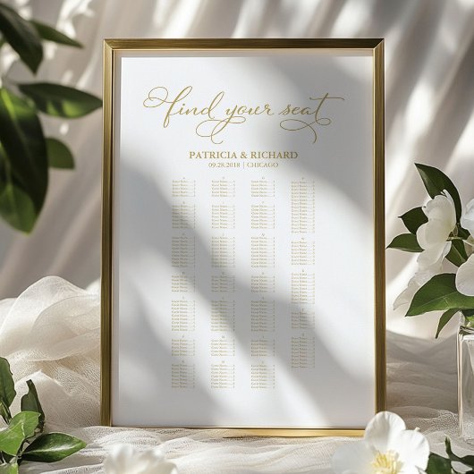 Alphabetische Hochzeitsskala Gold Foil Poster