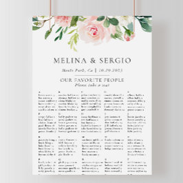 Alphabetische Hochzeitstabelle für Herbst-Blume Poster