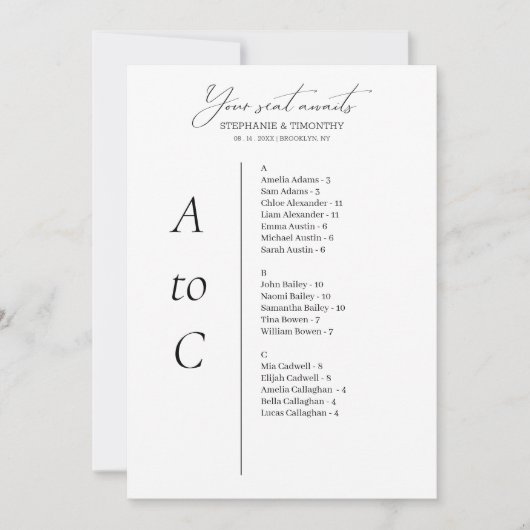 Alphabetische Hochzeitstorchkarten (Vorderseite)