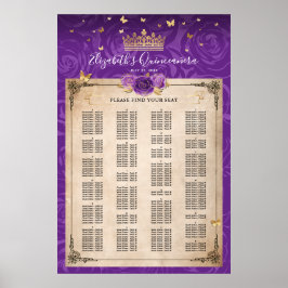 Alphabetische Lila Lavendel Gold Rose Sitzplätze Poster