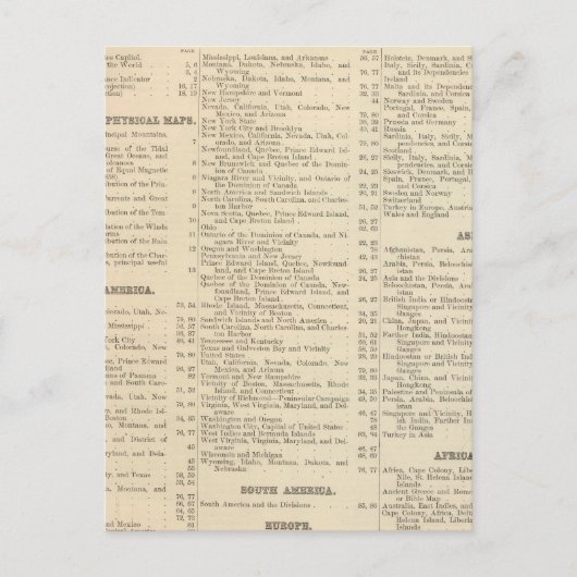 Alphabetische Liste der Karten und Diagramme (Vorderseite)