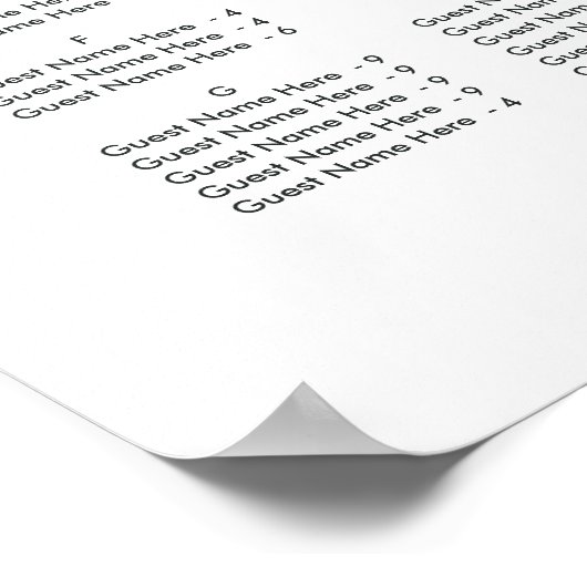 ALPHABETISCHE ORDER Grüne Hochzeitstabelle Poster (Ecke)