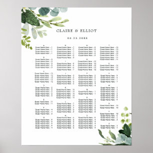 ALPHABETISCHE ORDER Grüne Hochzeitstabelle Poster