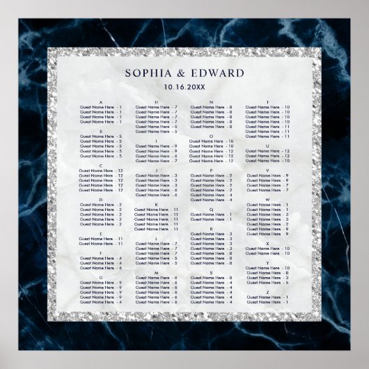 ALPHABETISCHE ORDER-Marmorplatte Poster (Vorne)