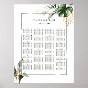 ALPHABETISCHE ORDER Tropische Hochzeitstabelle Poster