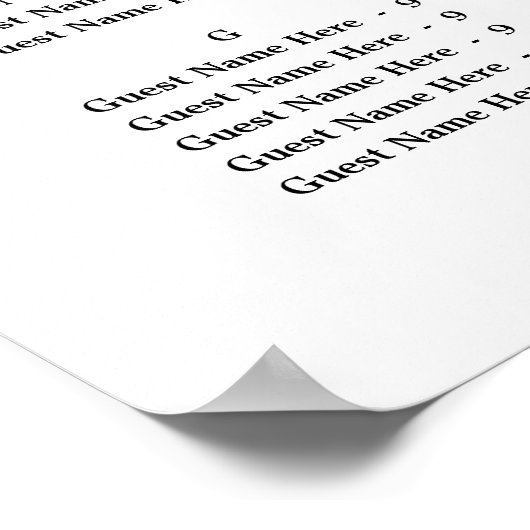 Alphabetische Ordnung einfache Hochzeitssattelkart Poster (Ecke)