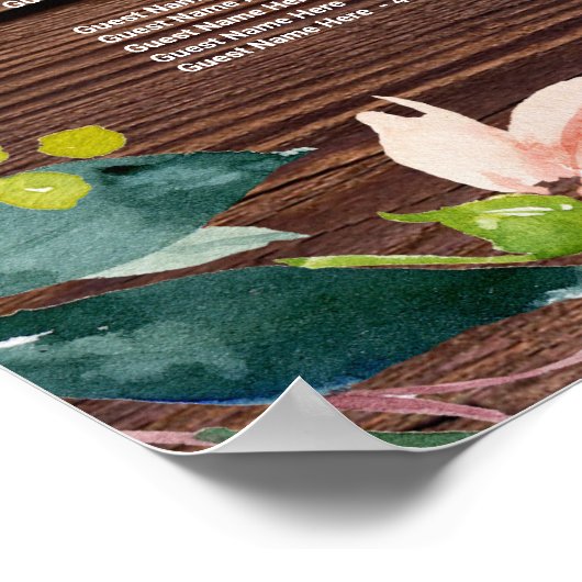 ALPHABETISCHE Ordnung Rustikale Holzsitzkarte Poster (Ecke)