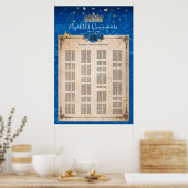 Alphabetische Royal Blue and Gold Rose Sitzplätze Poster (Küche)