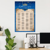 Alphabetische Royal Blue and Gold Rose Sitzplätze Poster (Heimbüro)
