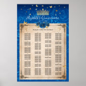 Alphabetische Royal Blue and Gold Rose Sitzplätze Poster (Vorne)