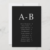 Alphabetische schwarze Hochzeitkarte Einladung (Vorderseite)