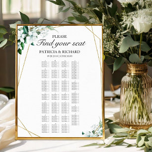 Alphabetische Seating Chart Greenery Geometric Poster