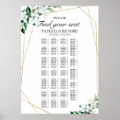 Alphabetische Seating Chart Greenery Geometric Poster (Vorne)