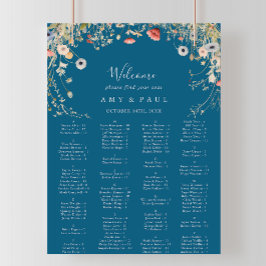 Alphabetische Seekarte der Navy Bliss Wildblume Poster