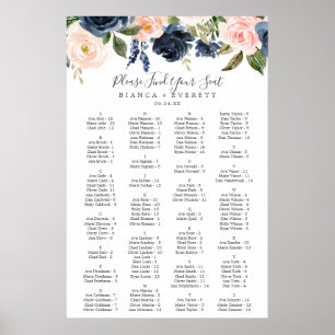 Alphabetische Seekarte für Blume und Seeschiffe Poster