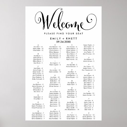 Alphabetische Seetabelle der Südkalligrafie Poster (Vorne)