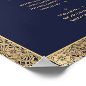 Alphabetische Seetabelle Navy Blue Gold Rose Poster (Ecke)