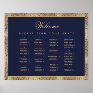Alphabetische Seetabelle Navy Blue Gold Rose Poster